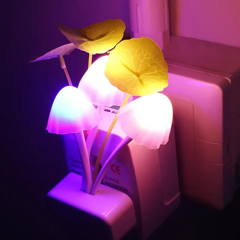 EU/US Plug Sensor LED Beautiful Light Romantic Abajur Infantil Mushroom Night Light Dreambed Illumination for Kids Bedroom