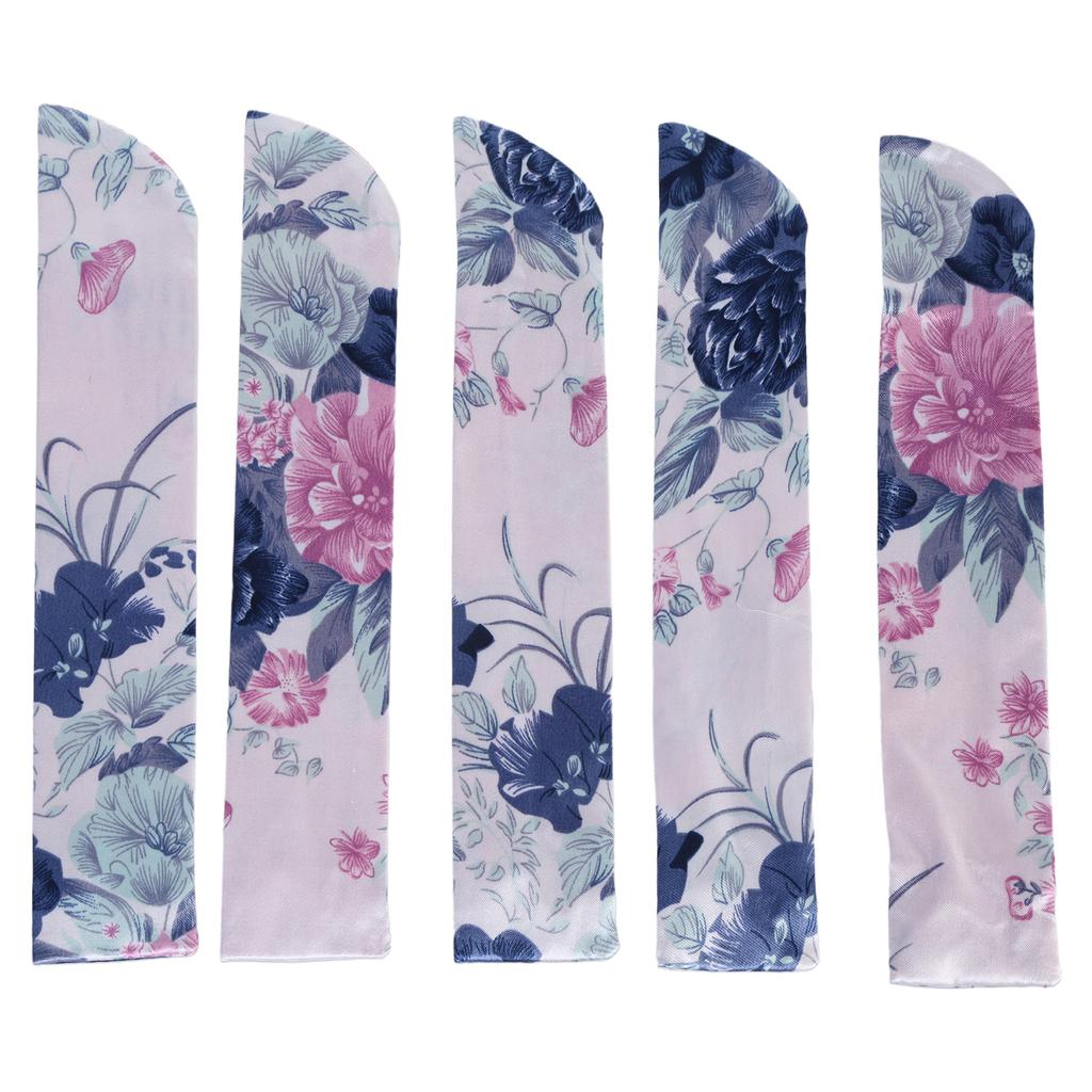 Set of 5 Vintage Handhelds Fan Carrying Bag Folding Fan Storage Pouch Chinese Hand Fan Sleeve Flower Silk Pocket Gift