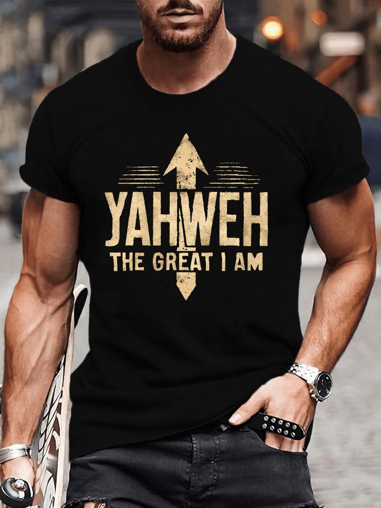 YAHWEH THE GREAT I AM Graphic Tee Mens Breathable Cotton Casual Short Sleeve TShirt