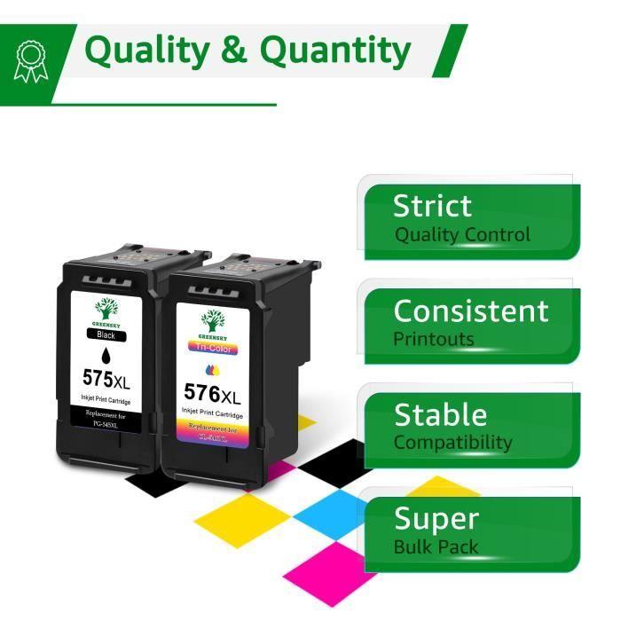 Cartouches d'encre GREENSKY PG-575XL CL-576XL compatibles pour Canon PIXMA TS3550i TS3551i TR4751i