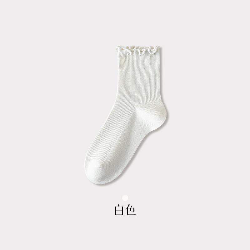 

Autumn Socks Women S Pearl Handmade Mid-Tube Stacking Socks Fungus Edge College Style Lolita Lace Socks One size fits all