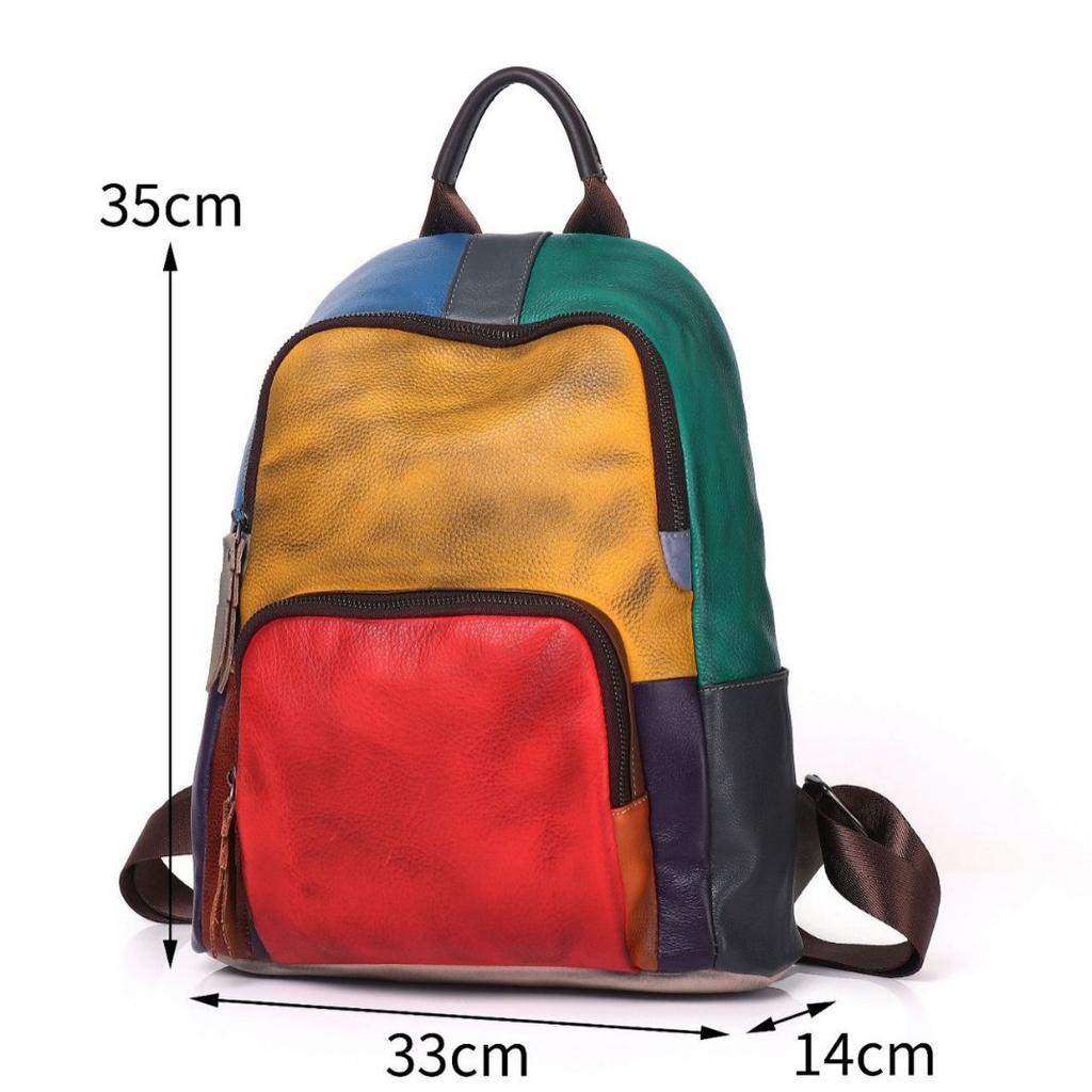 Casual Daily Genuine Leather Backpack Woman Unique Real Cow Leather Shoulder Bags Ladies Fashi Cowhide Travel Bagpack