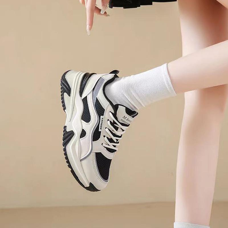 Dad Shoes Women's Spring New Thick Bottom All-Match Travel Casual Breathable Mesh Surface Increased Running Sneaker Women