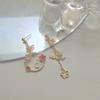 Korean Fashion Flower Butterfly Tassel Drop Earrings For Women Cute Animal Cat Imitation Pearl Asymmetric Earring Girl Jewelry
