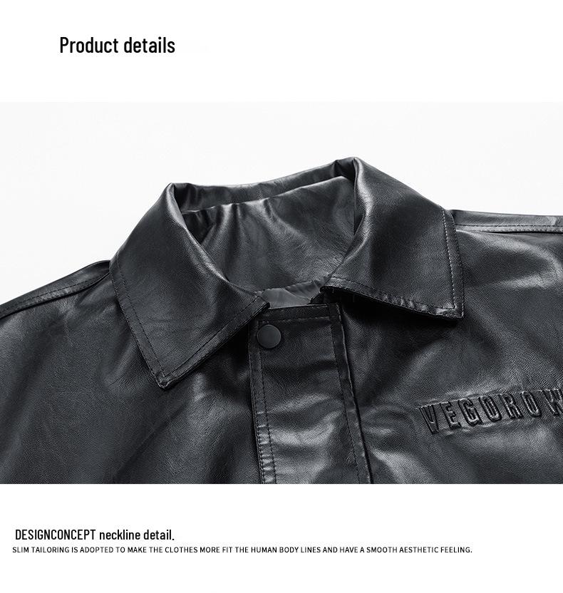 Men's PU Leather Stand Collar Motorcycle Jacket
