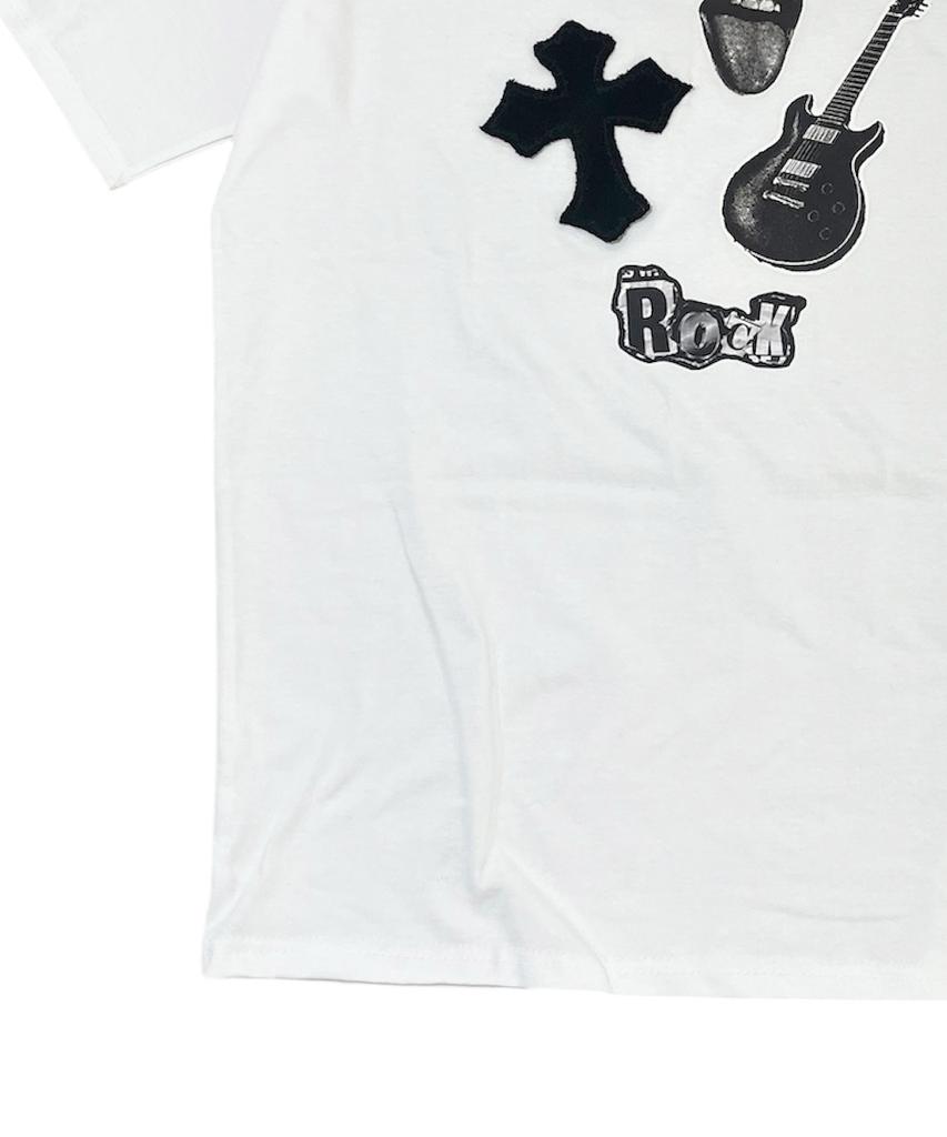 SK8ER ROCK Rock Cross Collage T-Shirt ((White))