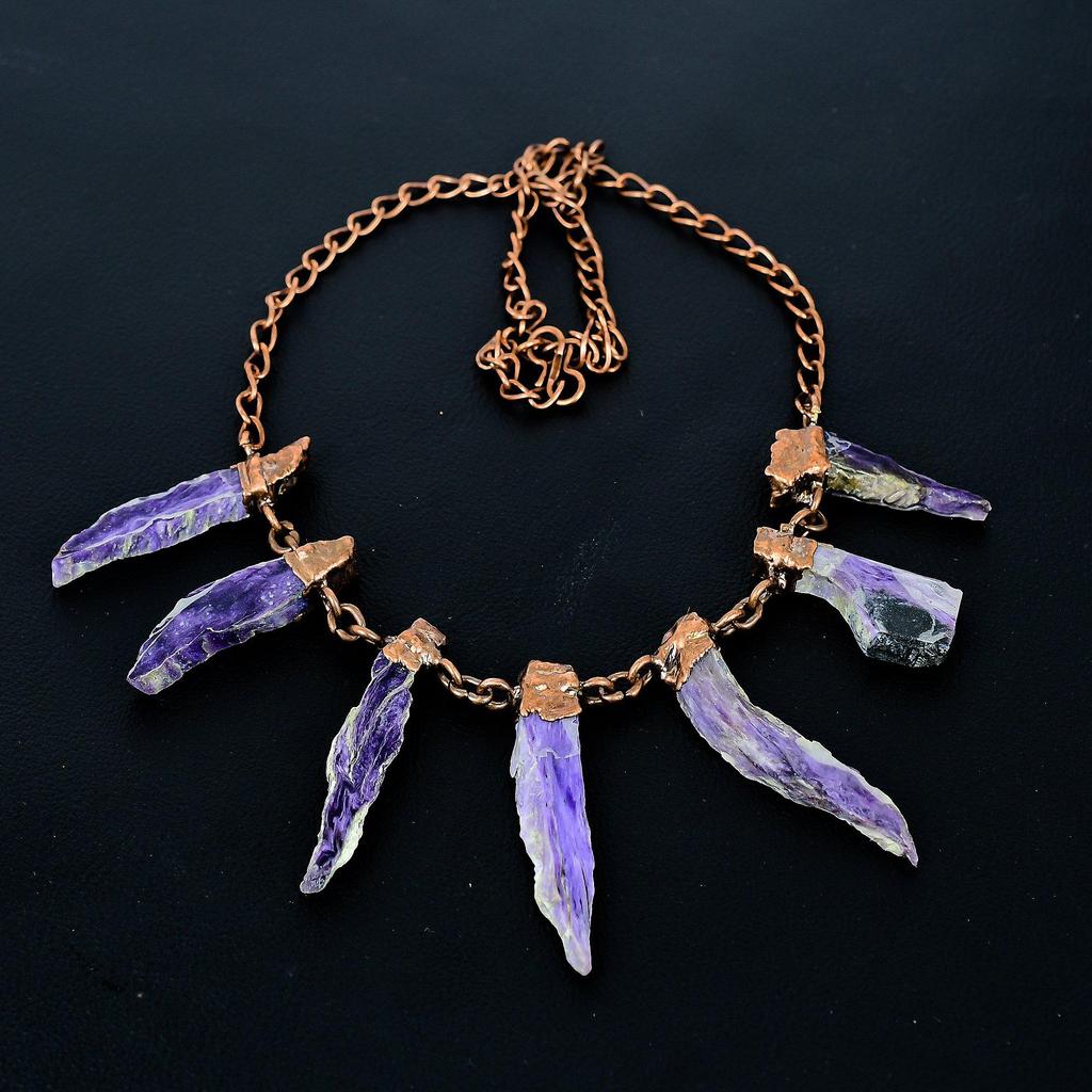 Amethyst Handmade Gemstone Necklace, Copper Electroformed Necklace Antique Jewelry, For Engagement Gift