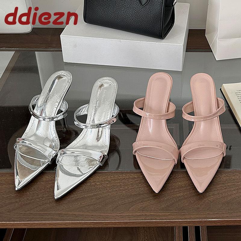 Fashion Fashion Pointed Toe Women Thin Heels Pumps Slides Shoes Female Slip On Footwear Party Sexy Ladies High Heels Shoes