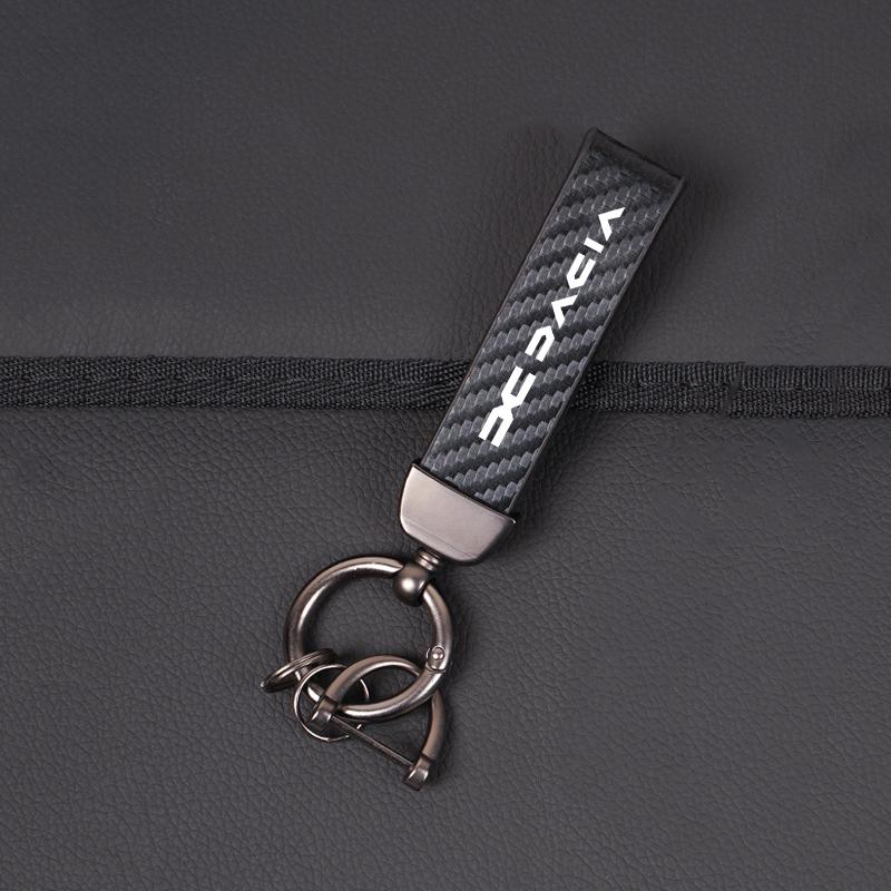 Carbon Fiber Leather Keyrings Car Keychain Accessories For Dacia Duster Logan Sandero Stepway Dokker Lodgy MCV 2019 Spring