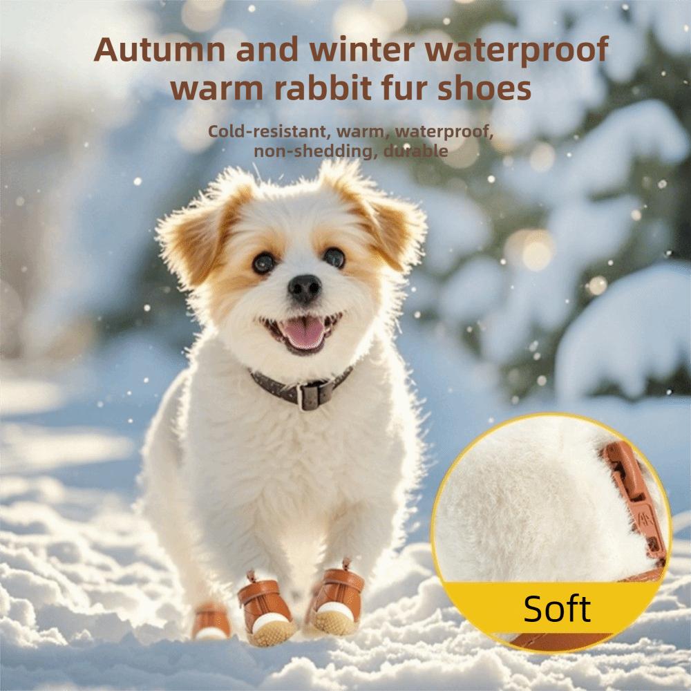 4 pcs/set Dog Booties Waterproof Winter Dog Shoes Adjustable Thicken Pet Warm Boots Wear-Resistant Dog Snow Boots Keep Warm