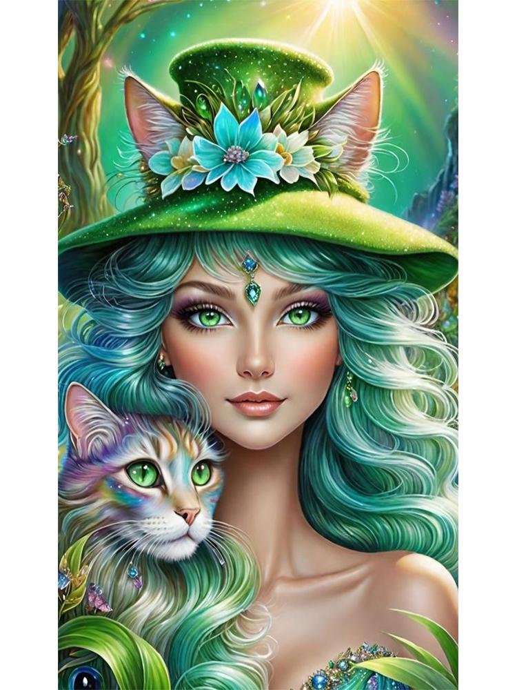 

Новая 5DDIY полная круглая квадратная алмазная картина вышивка птица и кошка Фея анималистический узор мозаика украшение для дома Full Round 20x40CM