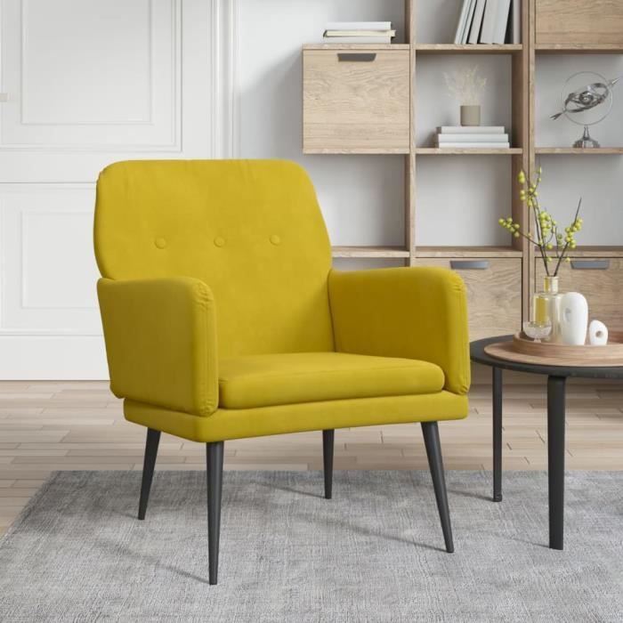 351410 vidaXL Armchair Yellow 62x79x79 Cm Velvet