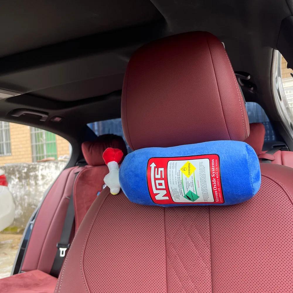 

2026 New Car Neck Pillow Car Headrest for Driver Front Passenger Seat NOS Bottle Pillow Car Decor Headrest Cushion Plush Pillow синий