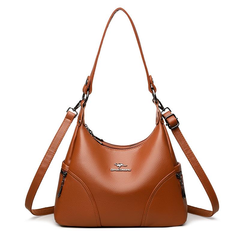 

2025 high-end shoulder messenger bag fashionable middle-aged mother women s bag simple and versatile underarm bag оранжевый