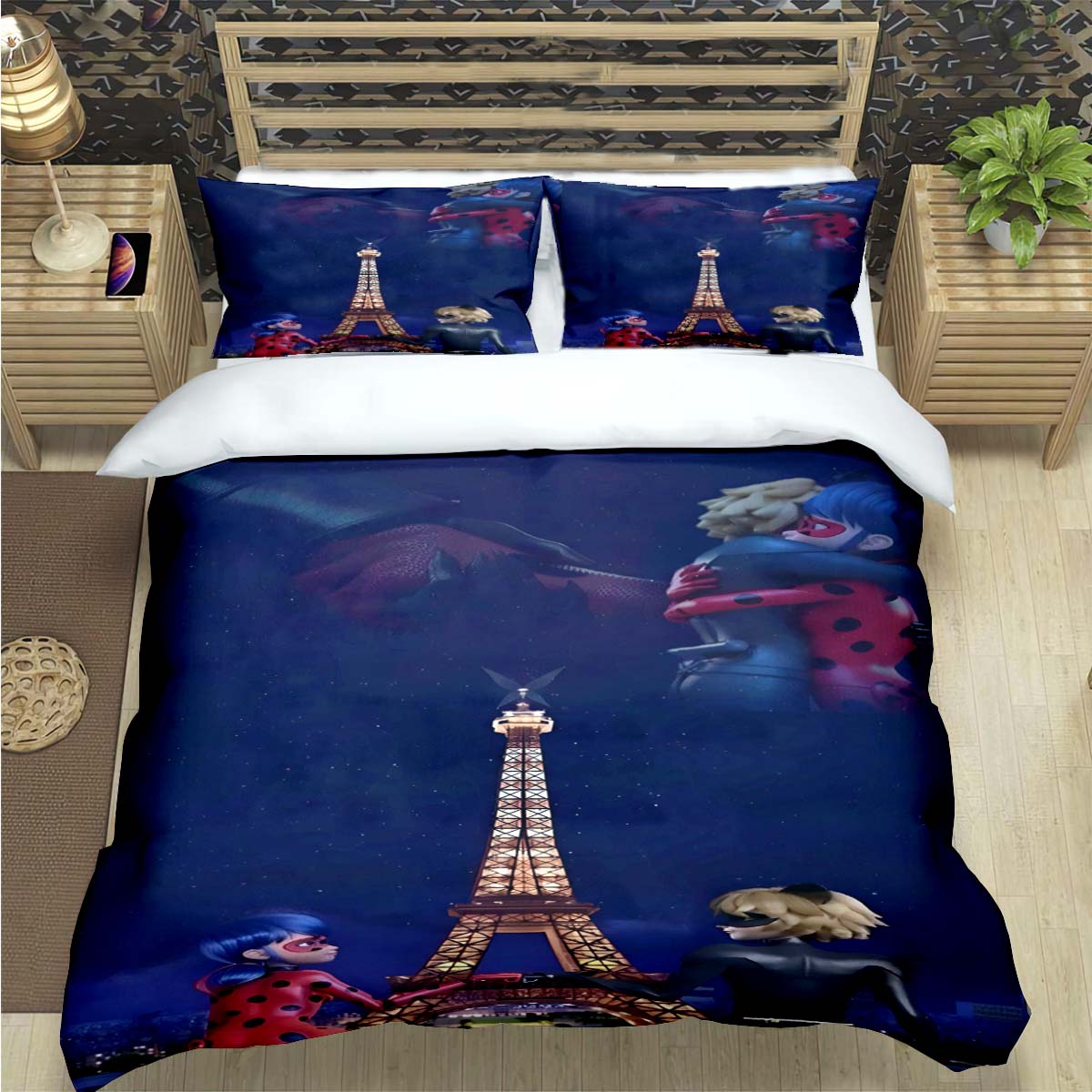

Hot Classic Cartoon Cat Print Bedding Sets Bed Supplies Set Comforter Set Teens Girls Cartoon M-Miraculous Twin Single Kid Gift EU Twin 135x200cm