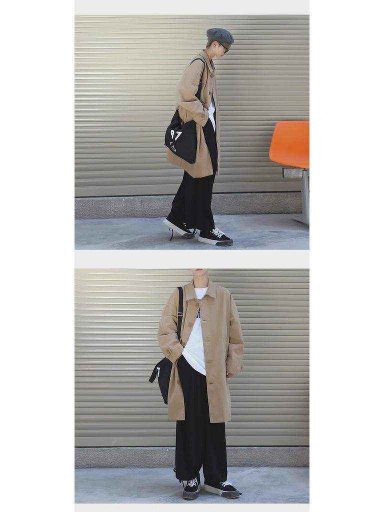 Chaqueta Cortavientos Casual de Moda para Hombre - Primavera/Otoño, Largo Medio, Estilo Hong Kong/Japonés/Coreano, Deportivo, Guapo, Corte Holgado.