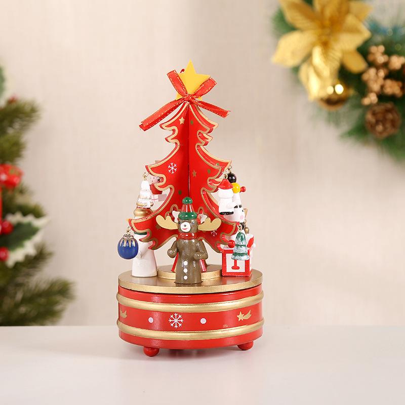 Christmas Decorations Christmas Tree Music Box Wooden Music Box Decoration DIY Window Decoration