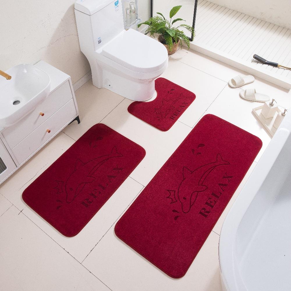 3D Carved Three-Dimensional Bathroom Floor Mat Toilet Three-Piece Non-Slip Absorbent Carpet