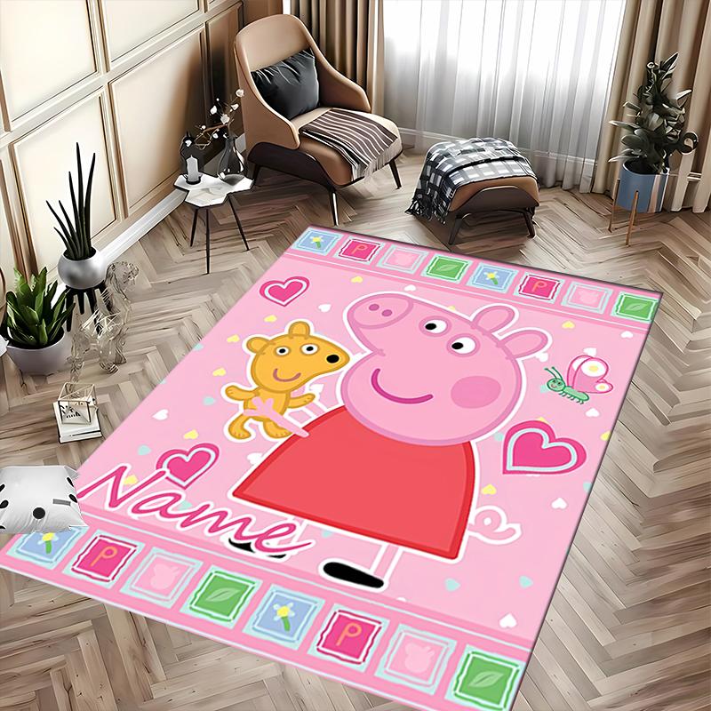 Custom personalization Peppa Pig Area Rug - Perfect For Kitchen, Bathroom,Laundry Room Decor Large Size Available,Gift All Seasons