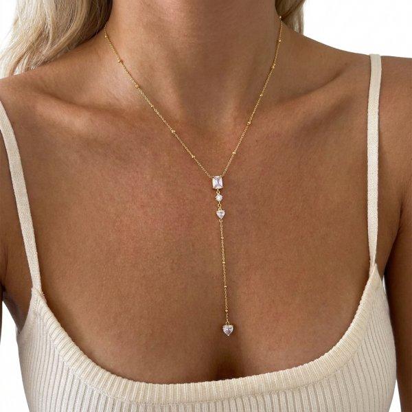 Stainless Steel Gold Color Zircon Flower Long Chain Drop Necklaces for Women Simple Metal Tassel Choker Party Aesthetics Jewelry