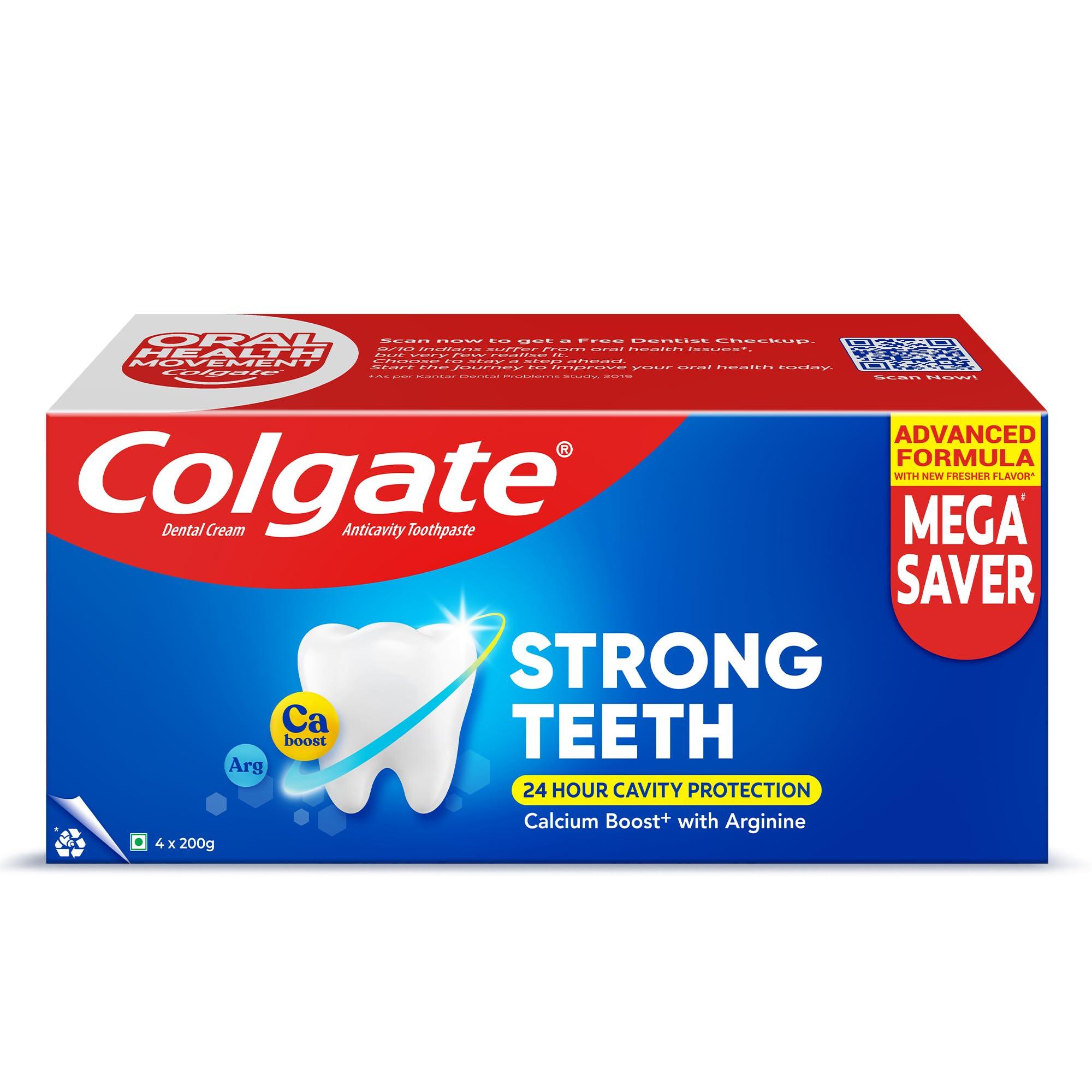 

Colgate Strong Teeth Toothpaste 800g Calcium-boost Tooth Paste for 2X Stronger Teeth, Protects Enamel, Whitens Teeth, Fresh Breath & Prevents Cav