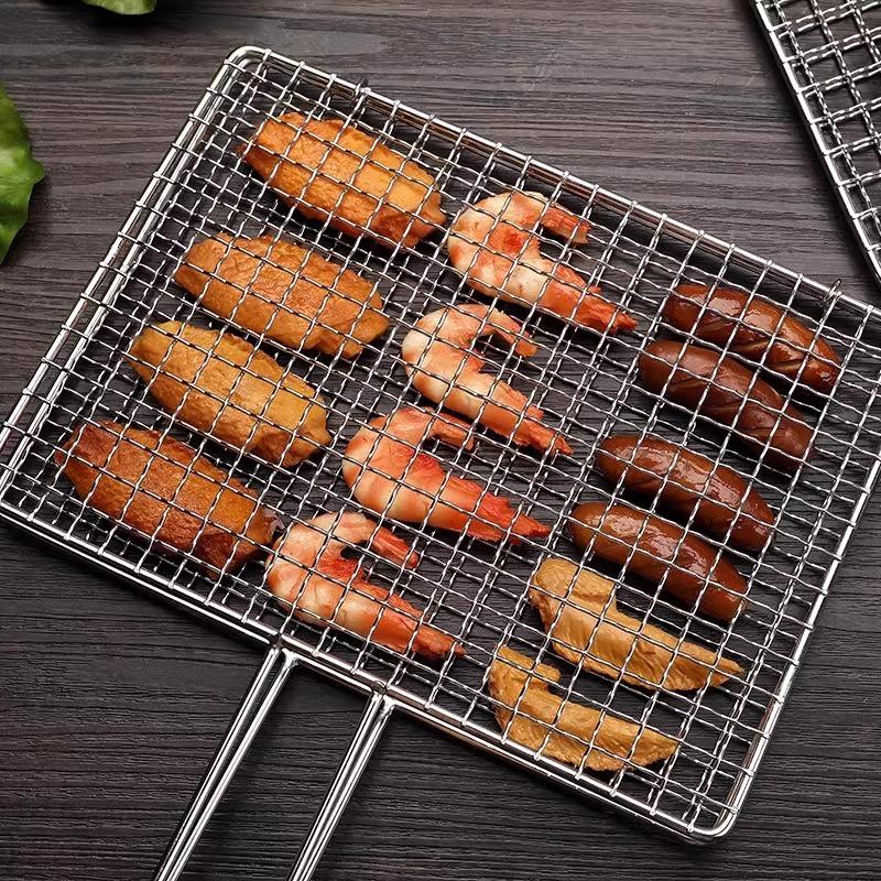 Portable Hot Dog Grill Net For Outdoor BBQ Camping Travel Easy To Clean Long Handle Roasting Mesh