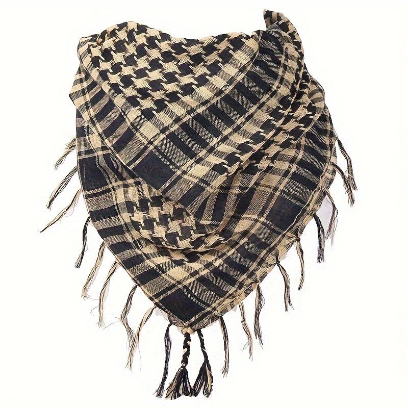 Arab Houndstooth Tassel Scarf: Warm, Sandproof Tactical Shawl for Autumn/Winter