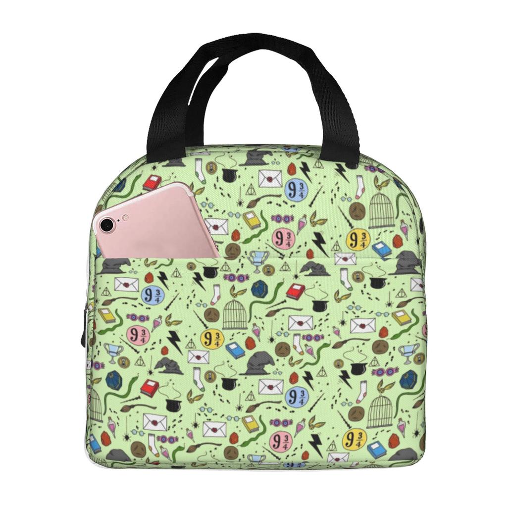Custom H-Harryes Thermal Insulated Lunch Bag Women Men Witchcraft Portable Lunch Container for School Storage Food Box