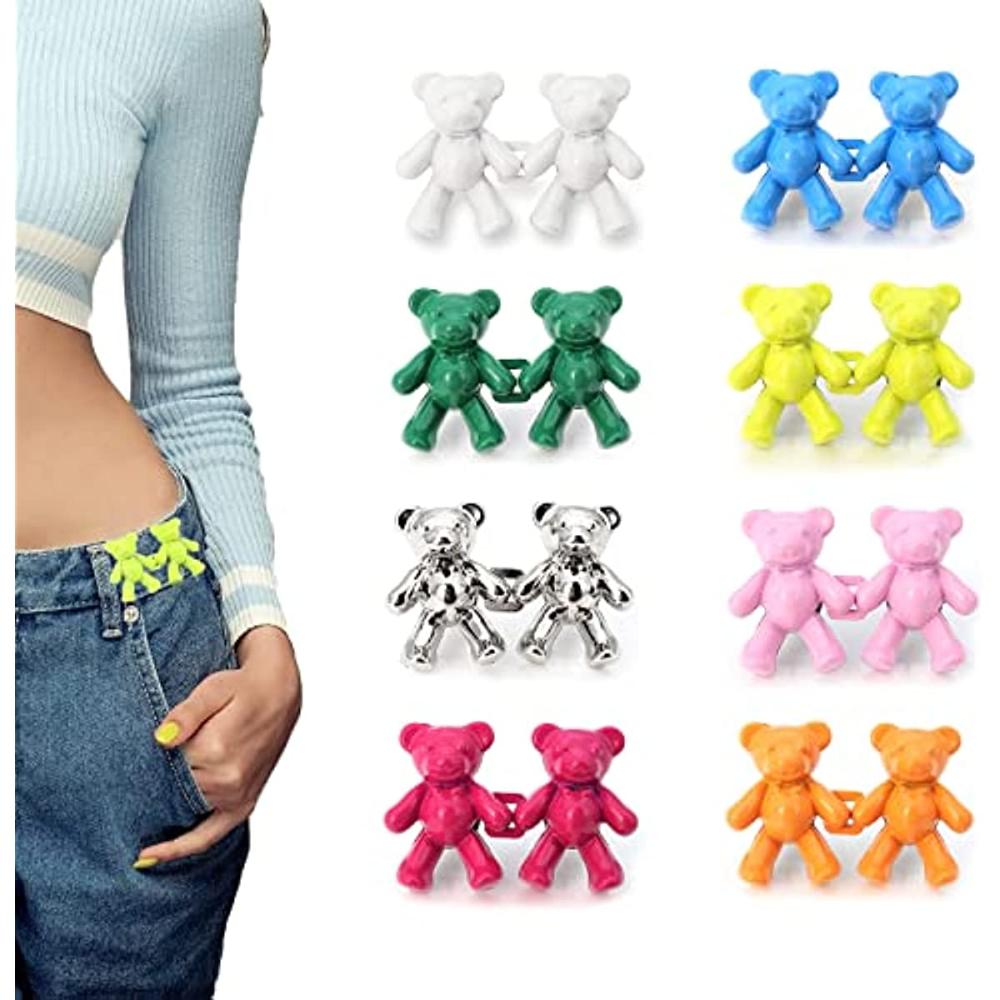 8pcs Fashion Bear Detachable Tighten Waist Button Pin Adjustable Waist Buckle Extender Pin for Skirt Pant