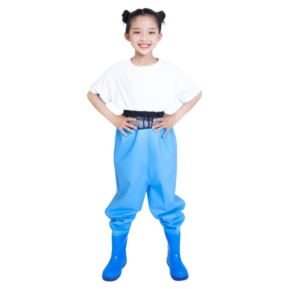 

Half-Body Children Rain Pants Boots PVC Pants with Rain Boots Vacation Beach Size 31 синий