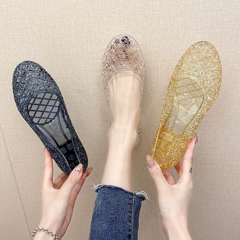 Fashion Anti slip and anti odor crystal sandals for women's summer fashion fairy crystal shoes transparent sandals
