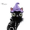 Atmospheric Living Room Decor Halloween Pumpkin Witch Hat Black Cat Ornament, Resin Desktop Skeleton Figurines Statue, Creative Cartoon Figurine
