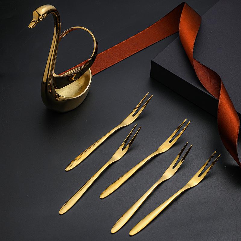 304 Stainless Steel Fork and Spoon Set with Swan Holder