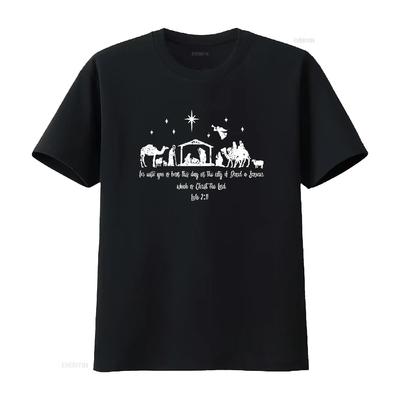 Womens Ph Christian Bible Costume Christmas Nativity Luke 2 11 T Shirt Black 3X Large Vintage Washed Unisex Breathable Homme