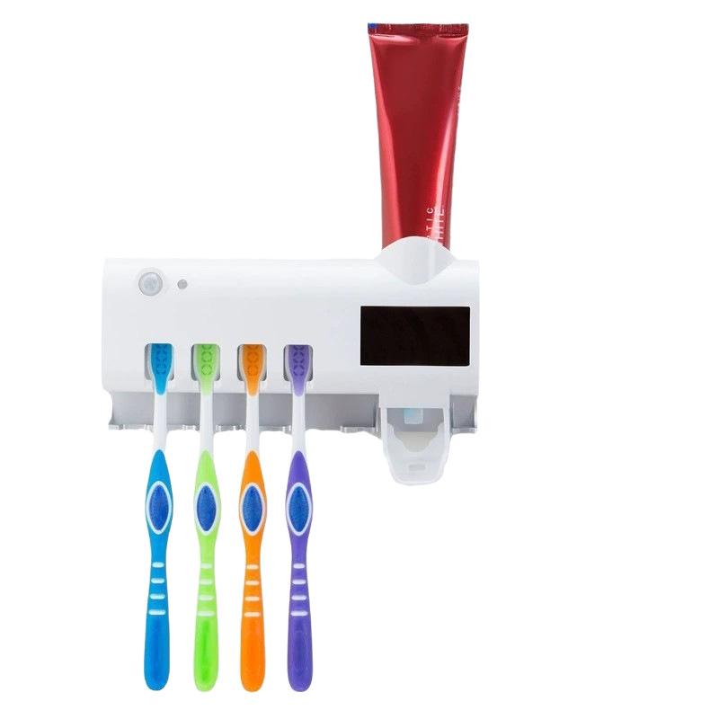 Smart UV Toothbrush Sterilizer & Dispenser with Storage Rack