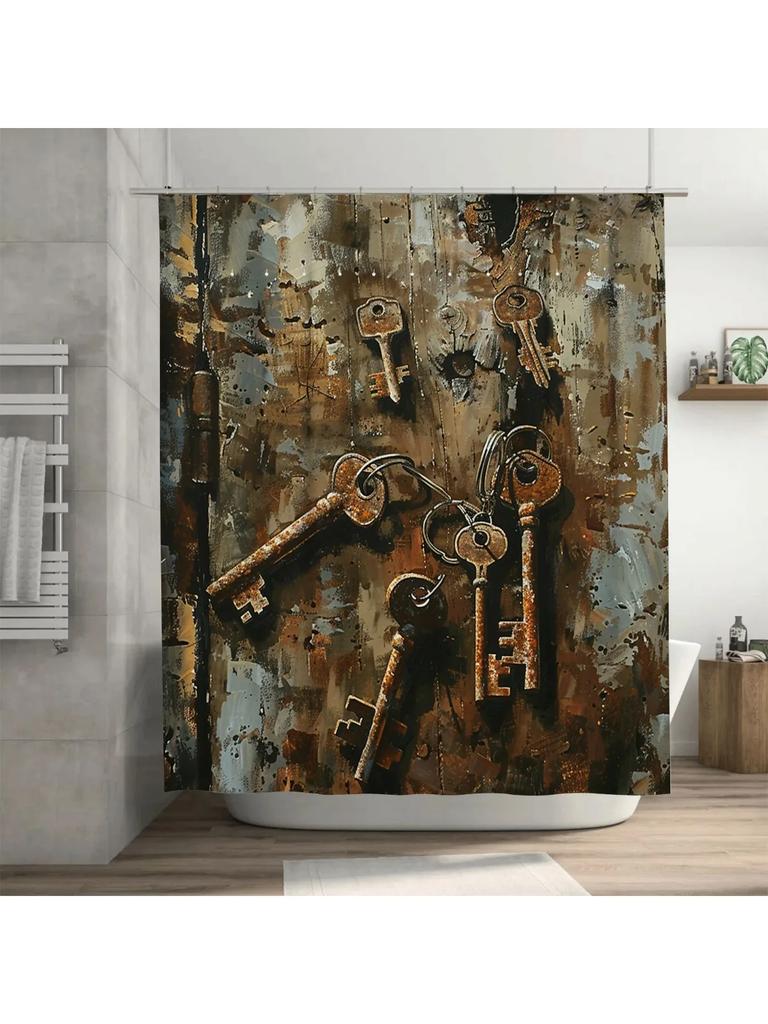 Rustic Keys Shower Curtain Vintage and Artistic Bathroom Decor
