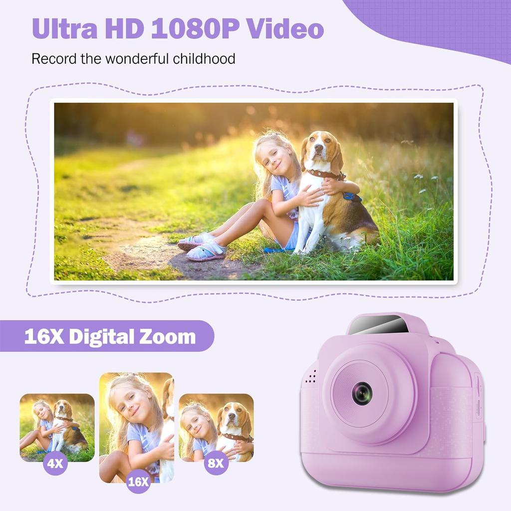 Kids Camera Instant Printing High-Definition Thermal Paper Toy Capture Print on the Spot Fun Children's Favorite
