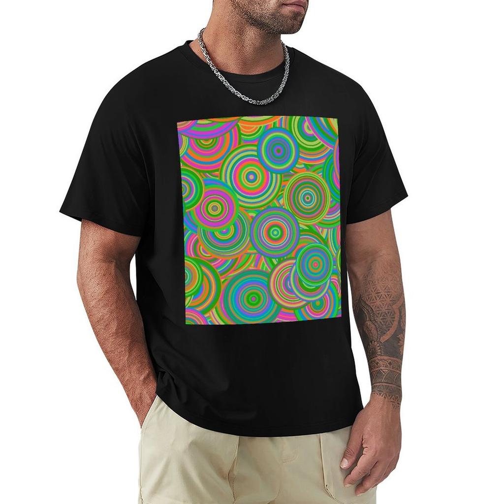 Psychedelic 60s Circles Tshirt Work Wear Short Sleeve Tshirt