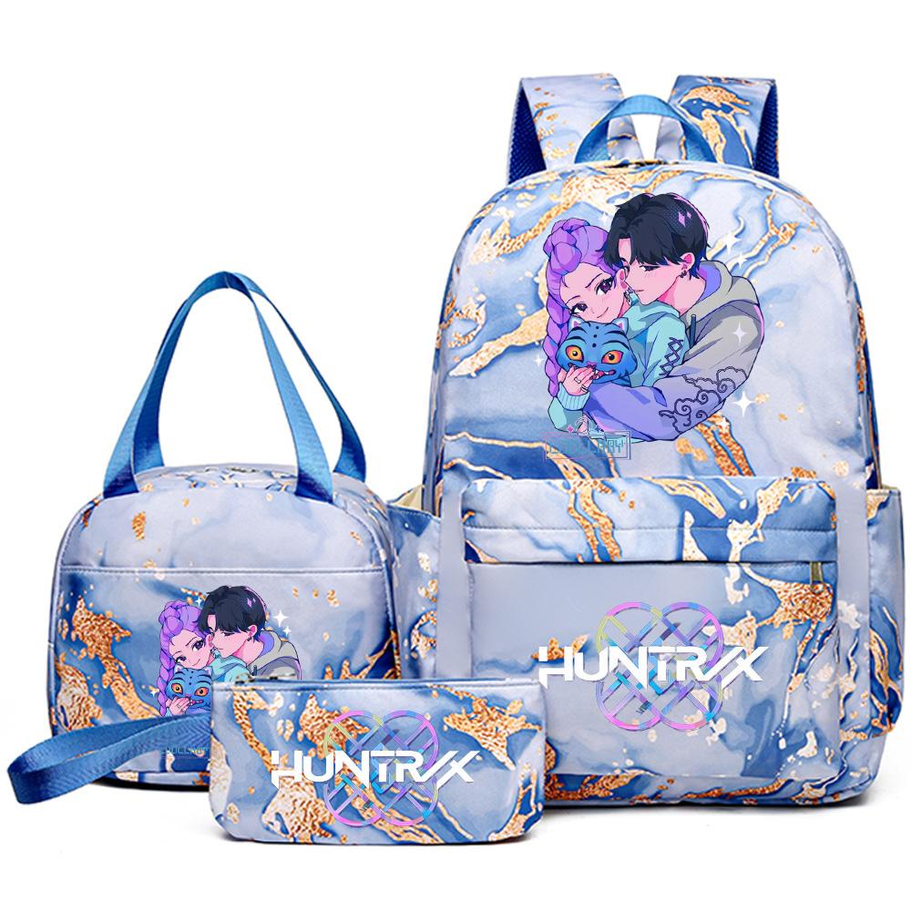 3 szt./zestaw Plecak z nadrukiem Anime Kpop z torebką i piórnikiem dla nastolatka, studenta, dziewczyny, chłopca, wodoodporna torba podróżna Mochila