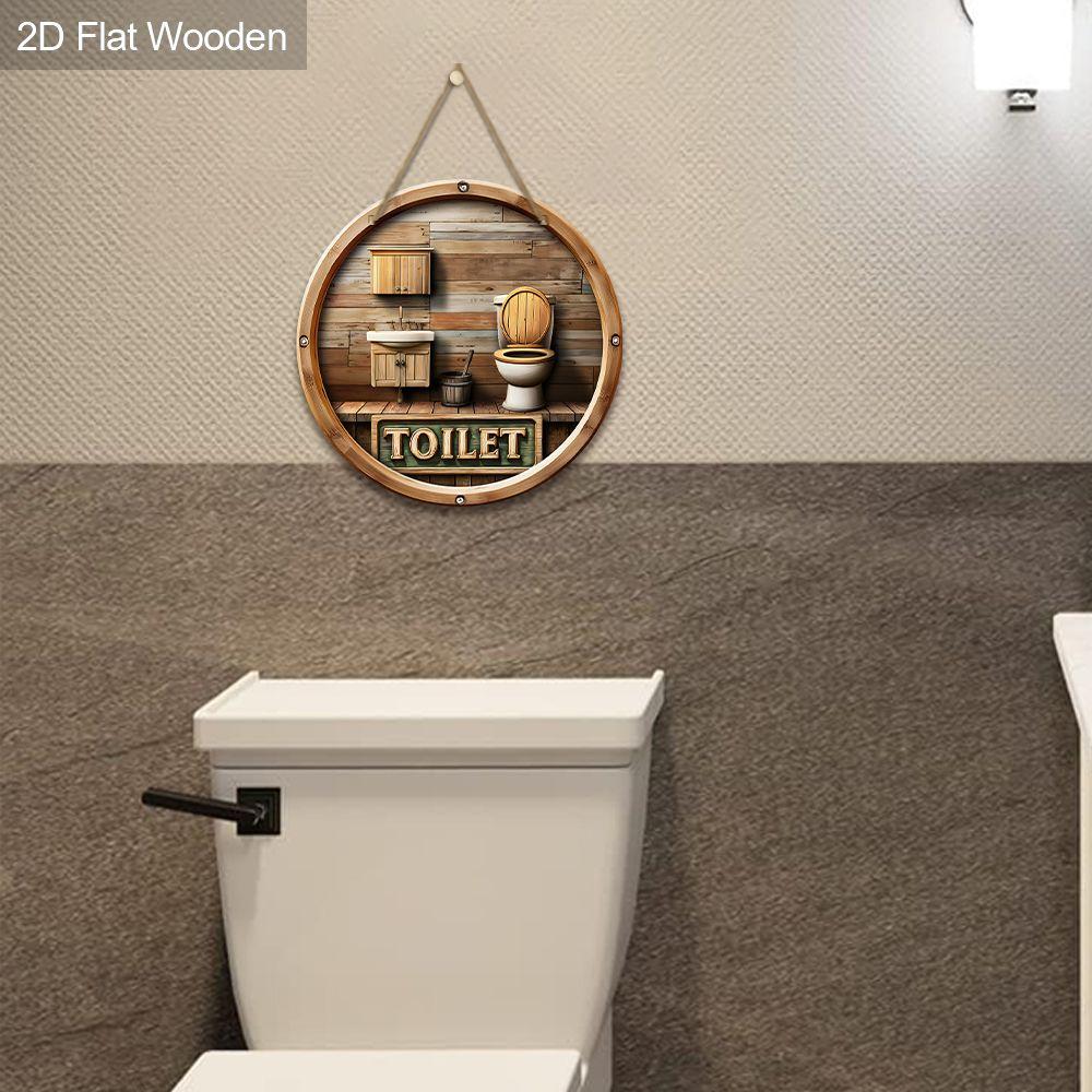 Interesting Toilet Decoration, Wooden Hanging Decorative Signs, Bathroom Wall or Door Decoration, 2D Graphic Products, Housewarming Gifts for Friends