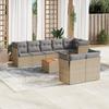 Vidaxl 9-Cz. Garden Furniture Set With Cushions, Beige, Poly Rattan