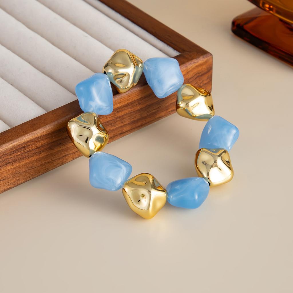 Bohemian Elastic Resin Acrylic Bracelet for Women Retro Stackable Irregular Beaded Bracelet Bangle Party Jewelry