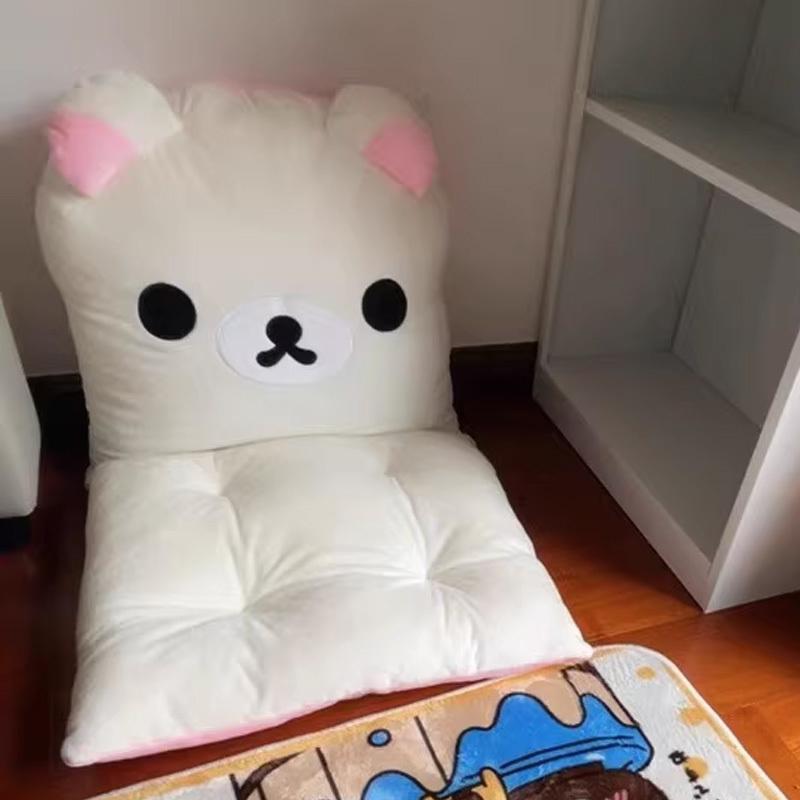 Anime Rilakkuma All In One Plush Chair Cushion Backrest Pillow Soft Cozy Seat Pad For Dormitory Office Sofa Bedroom Decor Cuddly Stuffed Fluffy