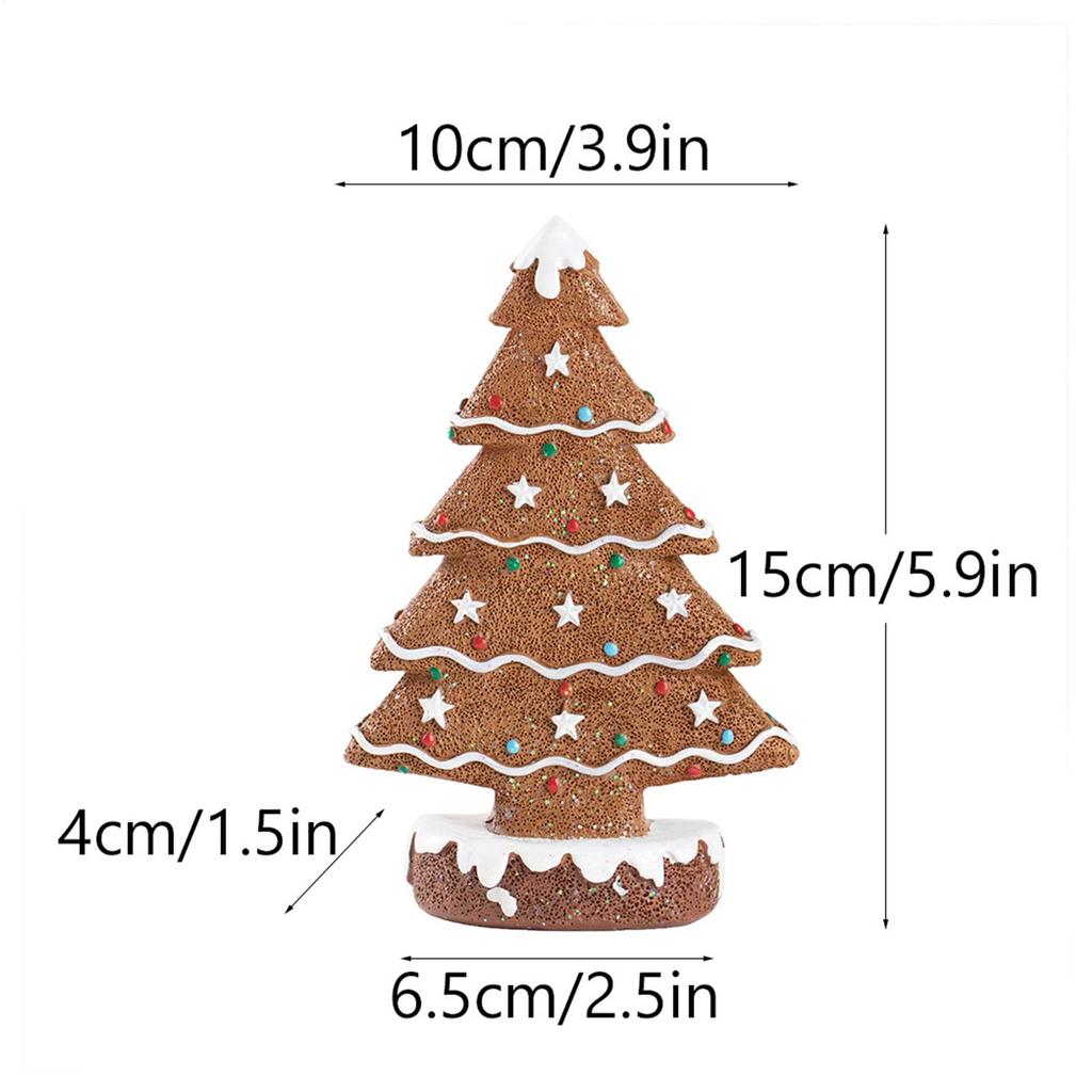 Mini Christmas Tree Resin Gingerbread Party Supplies Gingerbread Tree Christmas Figurines Table Decor For Holiday Indoor Desk