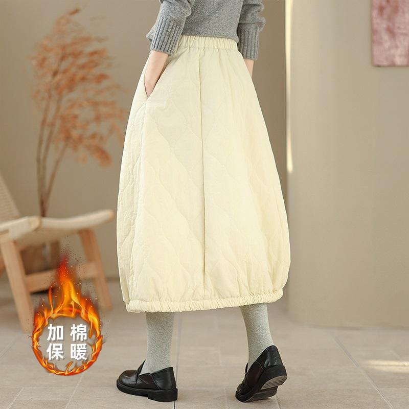 Bumbac căptușit, plus mărime, talie înaltă, epocă, primăvară, toamnă, iarnă, ocazional, lung, lung, pentru femei, fuste pentru femei.