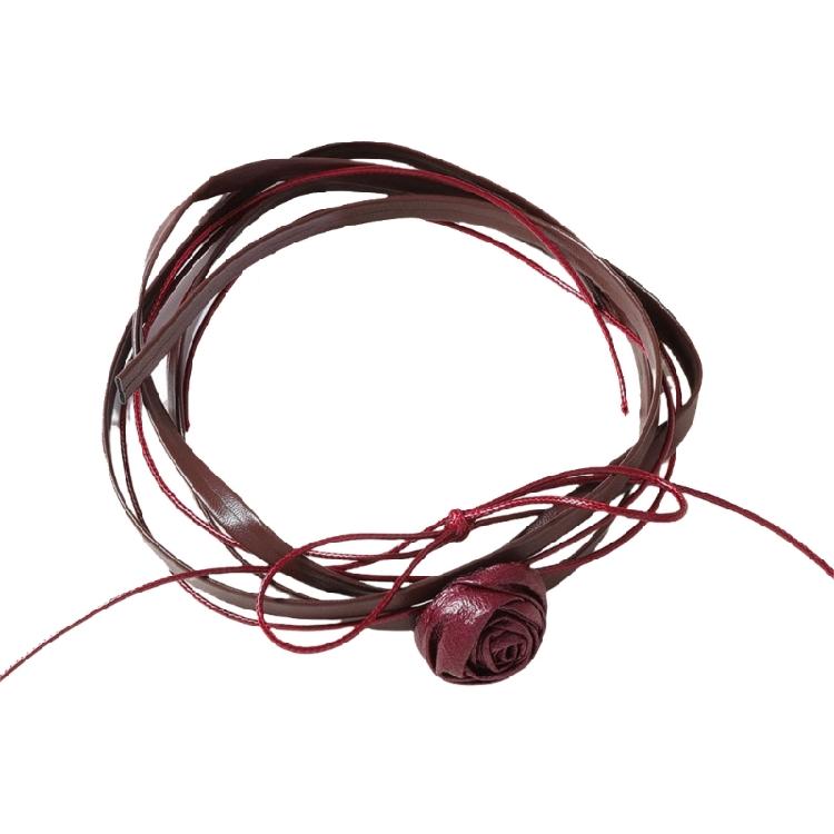 Стильная подвеска-цветок камелии, многослойная веревочная цепочка на шею, ручная работа, женский аксессуар на шею для праздничных вечеринок кларет