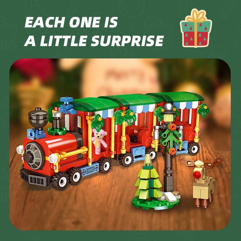 Non-Toxic Christmas City Street View Building Blocks Cream Cart Snowman Skateboard Shop Gift Car Model Bricks Decoration Christmas Gifts