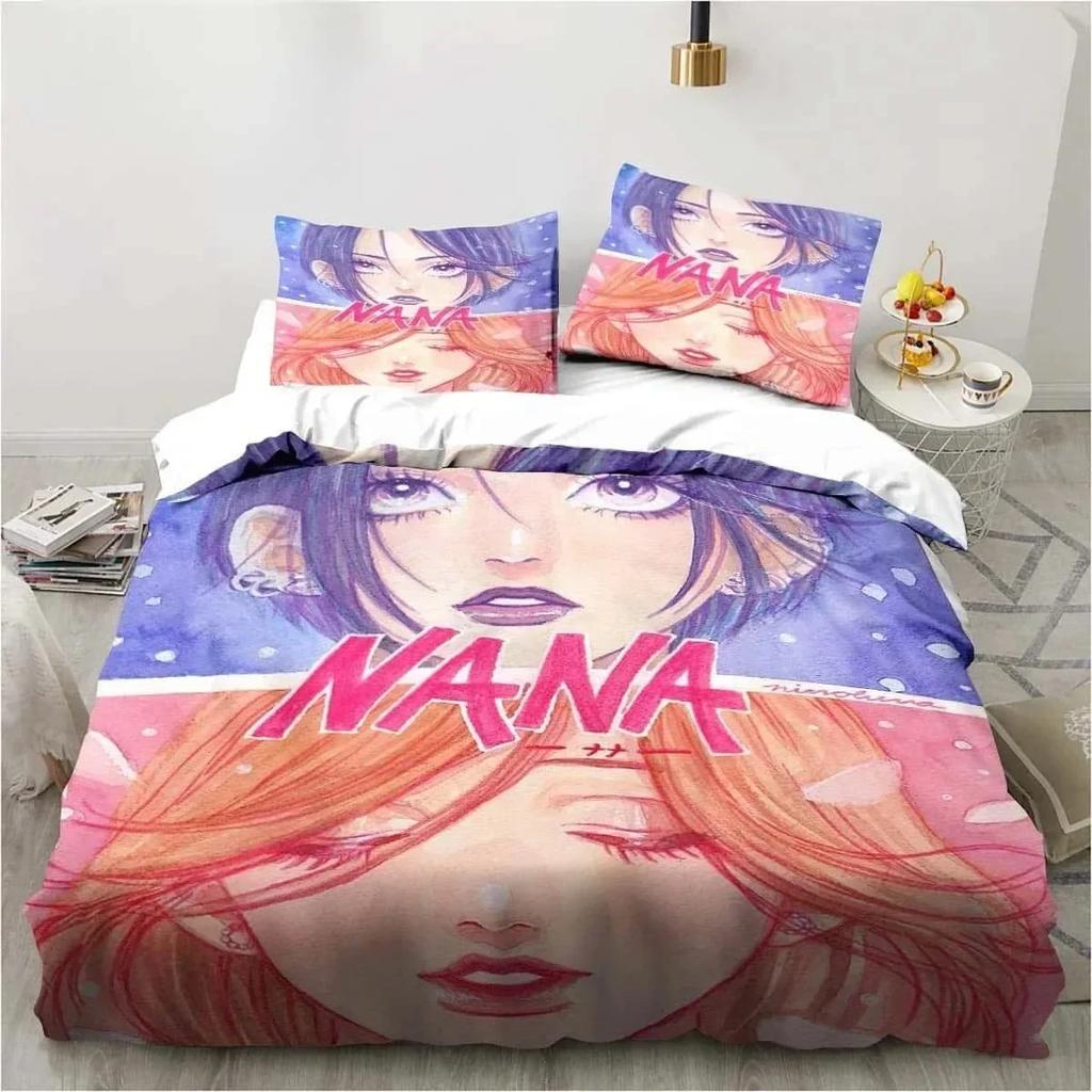 3D Print Cartoons Black Stone NANA Manga Bedding Set Printed With Pillowcase Duvet Cover Soft Queen King Size Bedclothes Home