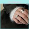 Stylish Double Layer Pearl Fragment Silver Beaded Ring For Women With Unique Geometry