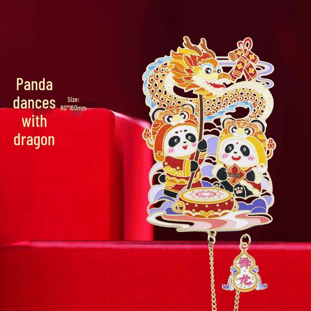 Chinese Cultural Bookmark: Panda, Dragon & Lion Dance Art
